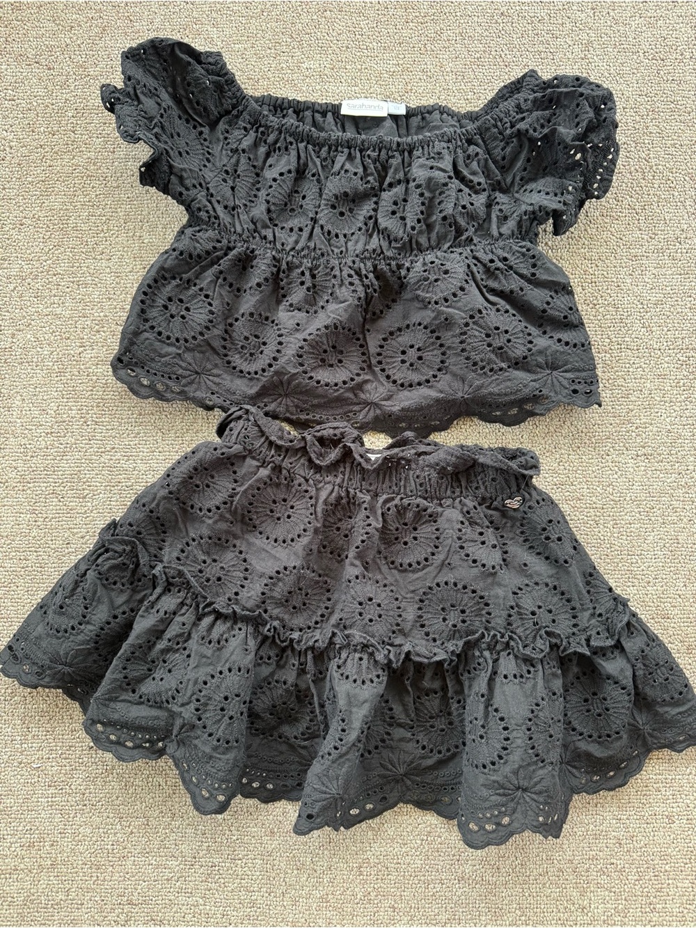 Girls Black Eyelet Two-Piece Matching Set by Zara